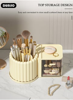 DUNISO Makeup Organizer, Large Capacity Skin Care Product Organizer with 2 Drawers, With Rotating Makeup Brush Holder Organizer, Bedroom Dresser Bathroom Vanity Countertop Cosmetic Organizer  - Image 5