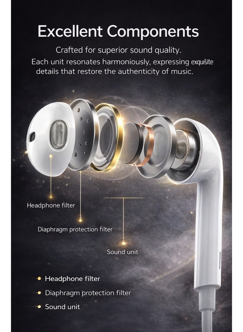 Headphones, Earphones Wired Stereo Sound, Compatible with IOS 14/13/12/SE/11/XR/XS/X/7/7 Plus/8/8Plus - Image 3