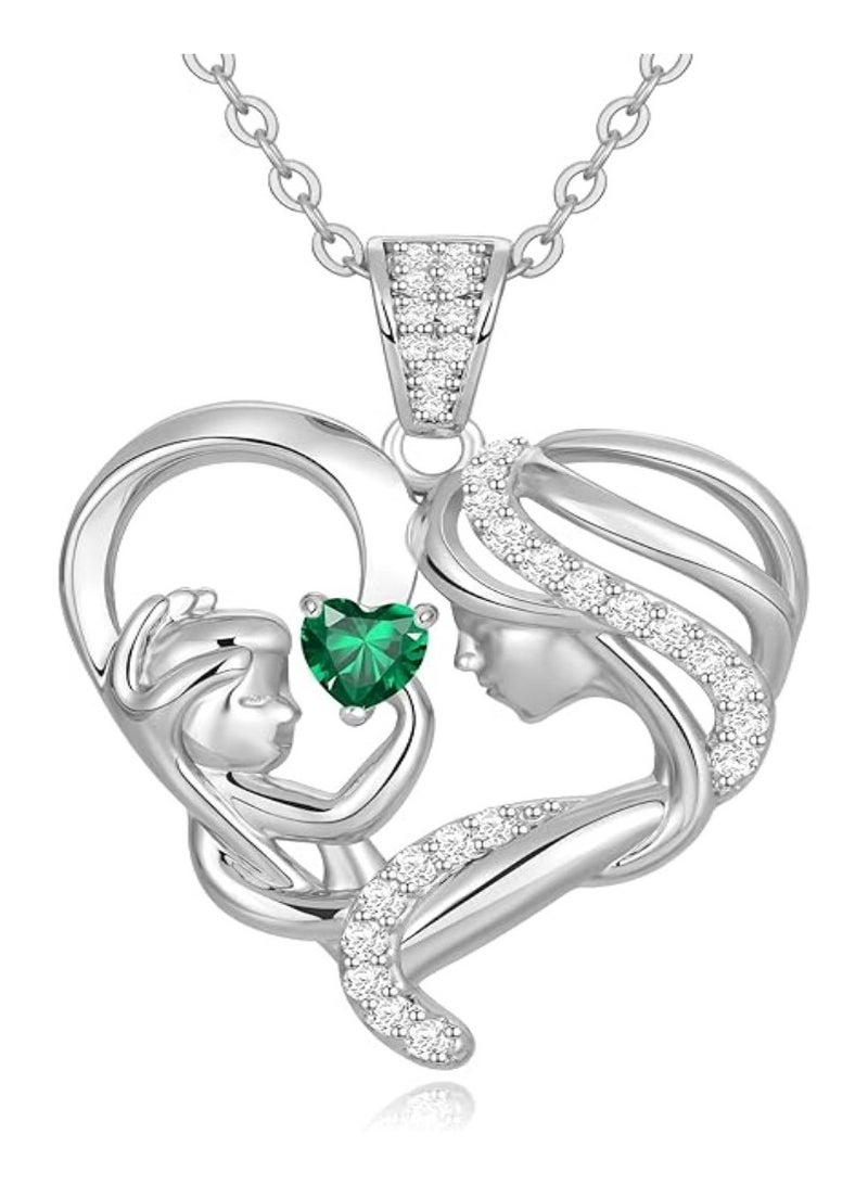 زيفيل الأم والطفل الحب القلب قلادة قلادة، هدية عيد الأم، 925 الفضة الاسترليني قلادة جوهرة للنساء، عيد الأم عيد الحب، الذكرى السنوية، عيد ميلاد، هدايا المجوهرات للأم، المرأة، زوجة الجدة... - Image 1