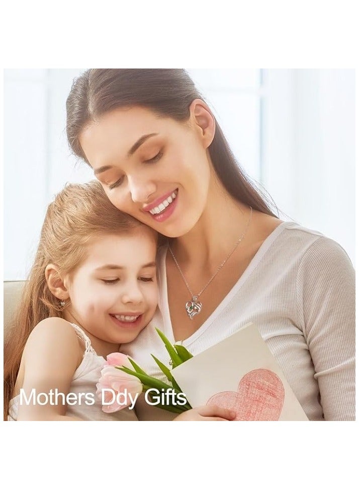 زيفيل الأم والطفل الحب القلب قلادة قلادة، هدية عيد الأم، 925 الفضة الاسترليني قلادة جوهرة للنساء، عيد الأم عيد الحب، الذكرى السنوية، عيد ميلاد، هدايا المجوهرات للأم، المرأة، زوجة الجدة... - Image 2