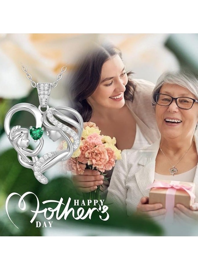 زيفيل الأم والطفل الحب القلب قلادة قلادة، هدية عيد الأم، 925 الفضة الاسترليني قلادة جوهرة للنساء، عيد الأم عيد الحب، الذكرى السنوية، عيد ميلاد، هدايا المجوهرات للأم، المرأة، زوجة الجدة... - Image 4