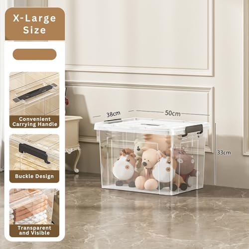 KREPS® Large Plastic Storage Box, Heavy Duty Multipurpose Dustproof Stackable Storage Container with Lid, for Clothes, Toys, Snacks, Books, Home Storage (Pack of 2, X-Large) - Image 2