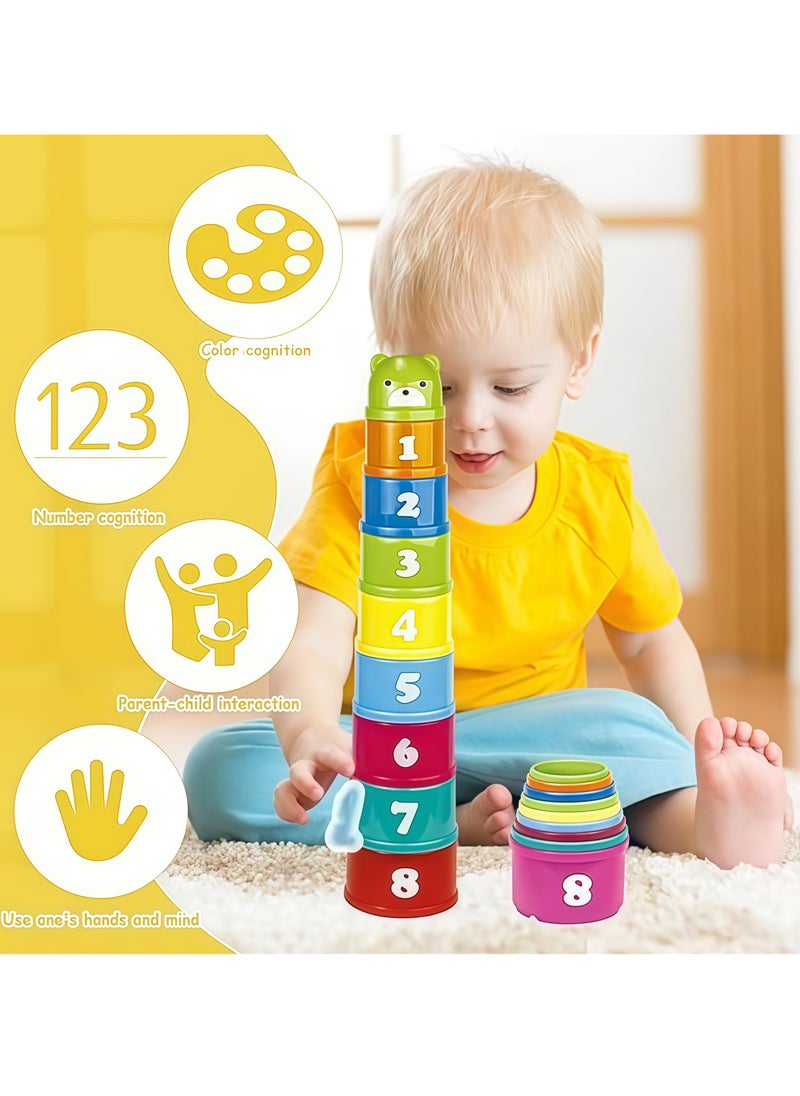 Generic - 10Pcs Stacking Cups Set, Baby Stacking Cup for Toddler 1-3, Children's Stacking Tower Toy Bath Toy Sand Toy Cup, Educational Montessori Gift for Boys and Girls - Image 1