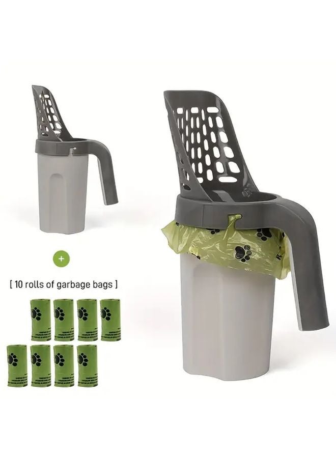 Portable Cat Litter Scoop With 1 Roll Garbage Bags Automatic Cleaning Tool Set - Image 2