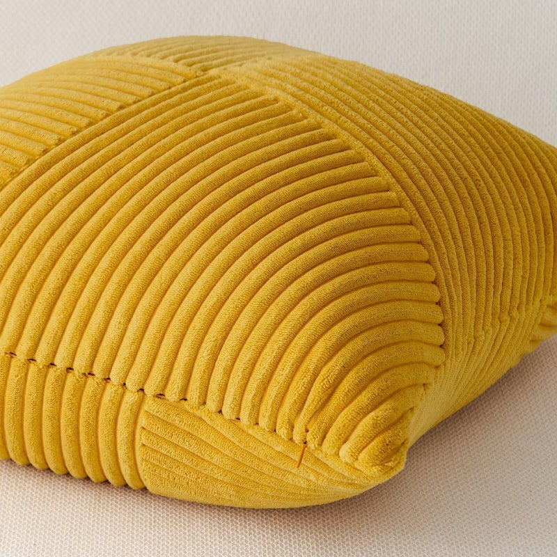 Topfinel Yellow Decorative Throw Pillow Covers 16x16 Inch Cute Boho Stripe Soft Corduroy Modern Farmhouse Spring Home Decor 2 Packs Pillow Covers for Sofa Living Room Couch Bed 40x40 cm - Image 2