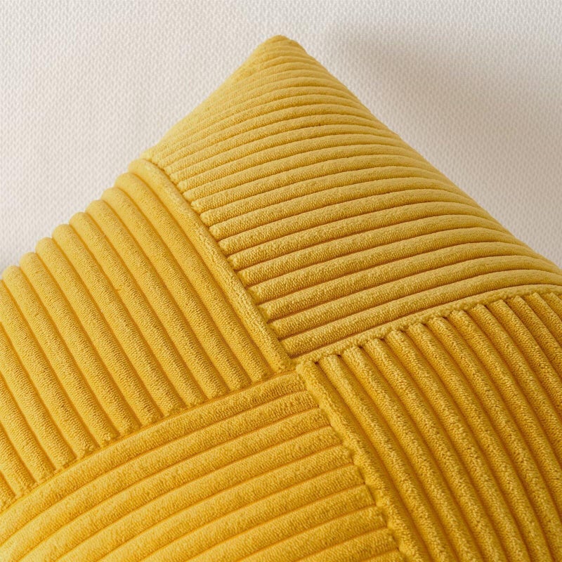 Topfinel Yellow Decorative Throw Pillow Covers 16x16 Inch Cute Boho Stripe Soft Corduroy Modern Farmhouse Spring Home Decor 2 Packs Pillow Covers for Sofa Living Room Couch Bed 40x40 cm - Image 3