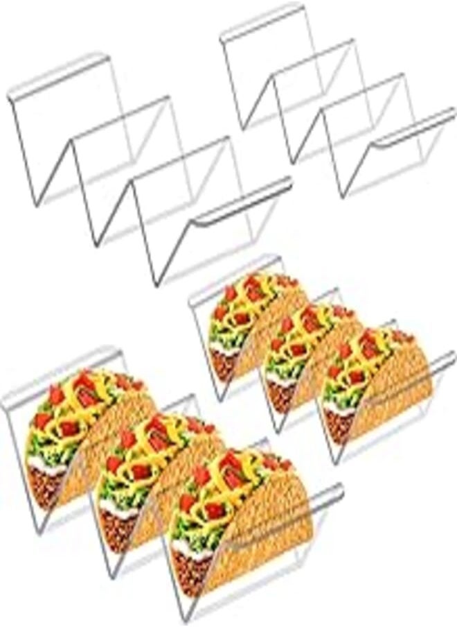 Webake - Webake Taco Holder Stand Set of 4 Acrylic Taco Rack Holders Taco Tray for Taco Shells, Restaurant and Home Use, Clear - Image 1