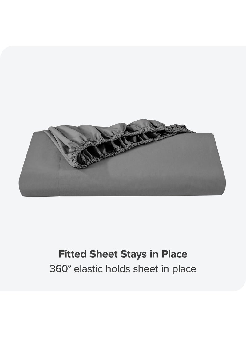 Bare Home Bare Home 100% Organic Cotton Queen Fitted Bottom Sheet - Crisp Percale Weave - Lightweight & Breathable - Deep Pocket Fitted Sheet (Queen  Grey)  - Image 5