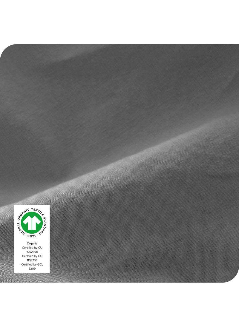 Bare Home Bare Home 100% Organic Cotton Queen Fitted Bottom Sheet - Crisp Percale Weave - Lightweight & Breathable - Deep Pocket Fitted Sheet (Queen  Grey)  - Image 4