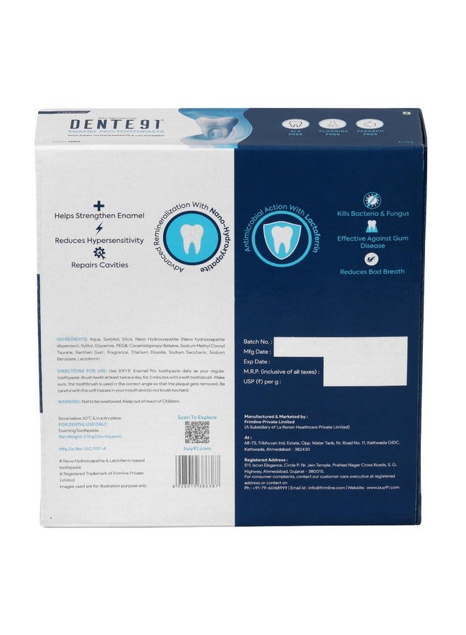 DENTE91 Dente91 Enamel Pro Toothpaste| Sensitivity Relief | Repairs Cavities | Fights Gum Disease | Reduces Bad Breath | Strengthens Enamel | SLS Free | Fluoride Free | Paraben Free | Pack of 3, 3 X 70g  - Image 2