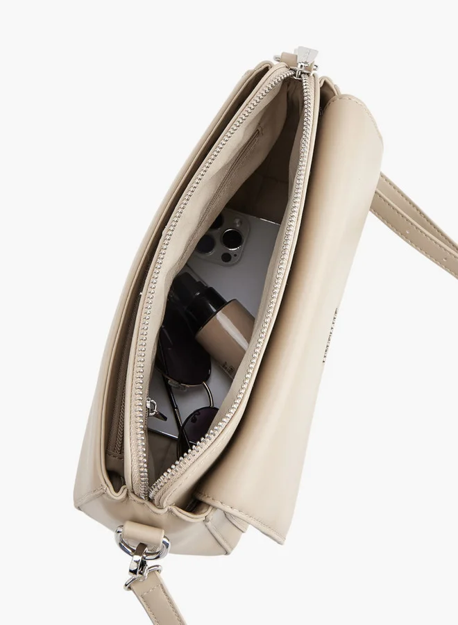 Flora Bella By Shoexpress Textured Crossbody Bag with Detachable Strap