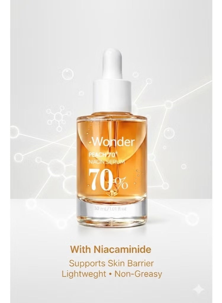 Wonder Peach 70 Niacinamide Serum for Face Korean, Pore Minimizing Face Serum for Hyperpigmentation Treatment, Lightweight Hydrating with Vitamin B12, Hyaluronic Acid, Dewy Finish, Skincare - 30ml/1.01 fl.oz - Image 5