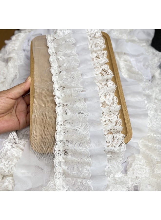 Lolita Dress Three-Layer Lace Pastoral Skirt Cuff Skirt High Quality Made Clothes Lining Decorative Lace Accessories-Color:Bleached Color 0.5m = Half A Meter Long / Multiple Shots For Continuous Hair  - Image 1