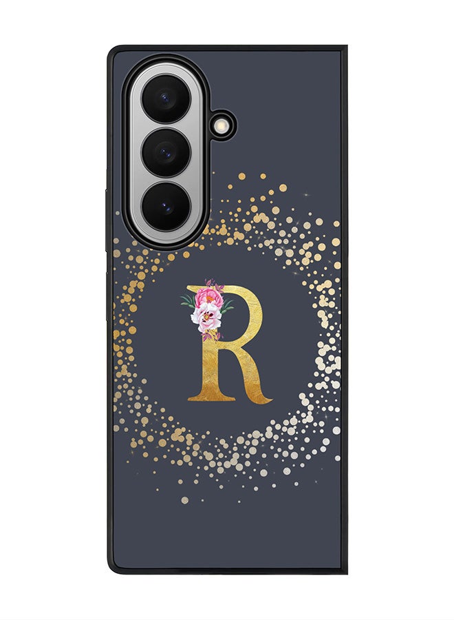 Stylizedd For Samsung Galaxy Z Fold7 Case,Slim fit Camera Protection, Shockproof Thin Phone cover  - Custom Monogram Floral - R  (Grey )