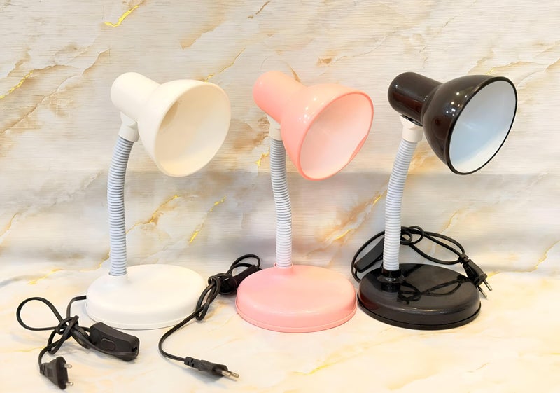 Flexible Desk Lamp - Customizable brightness with adjustable gooseneck, sturdy round base, switch control, available in black, pink, and white for a versatile workspace (Pink) - Image 2