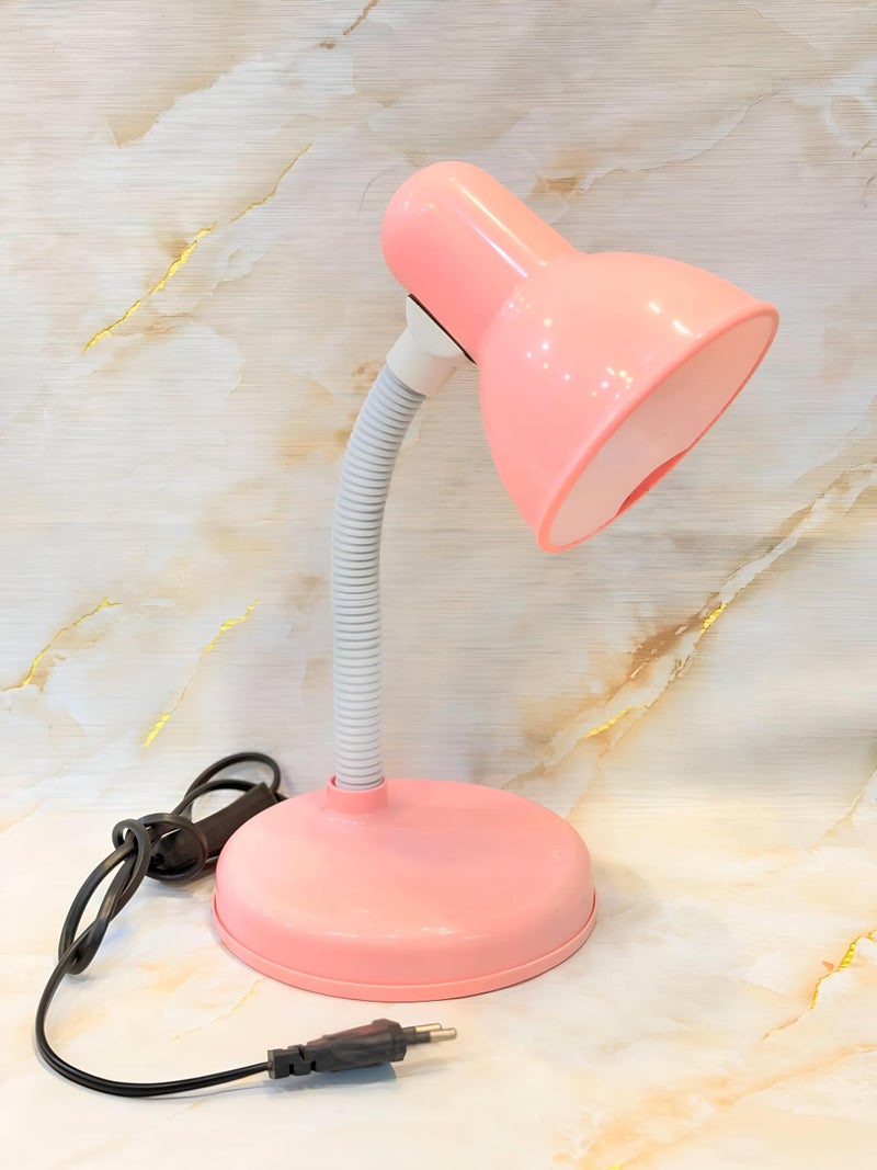 Flexible Desk Lamp - Customizable brightness with adjustable gooseneck, sturdy round base, switch control, available in black, pink, and white for a versatile workspace (Pink) - Image 1