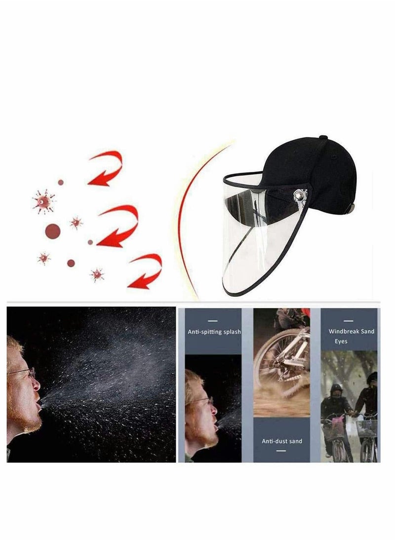Y&D - Protective Face Shield Hat, Anti-Saliva Anti-Spitting Unisex Baseball Cap Protect Visor Cover, 2 in 1 Removable Bucket Hat Transparent Dustproof Outdoor for Women and Men - Image 1