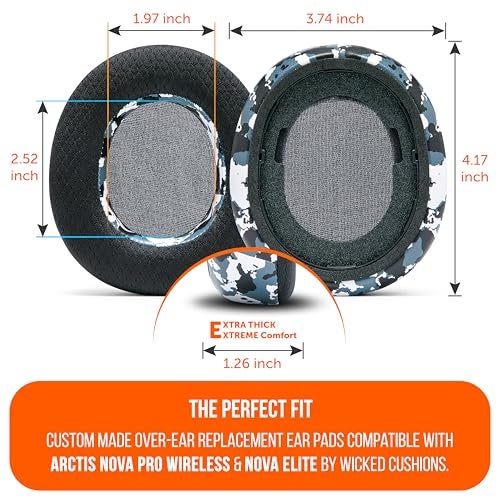 WC Freeze Nova Pro Wireless - Cooling Gel Earpads for Arctis Nova Pro Wireless & Nova Elite (Doesn’t Fit Other Models), by Wicked Cushions, Extra Thick & Comfortable | Snow Camo - Image 5