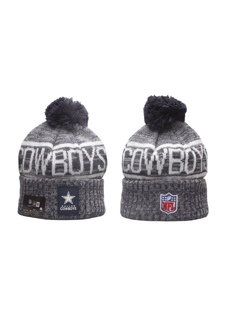 New Era Dallas Cowboys NFL Knit Beanie Hat with Pom - Gray & White