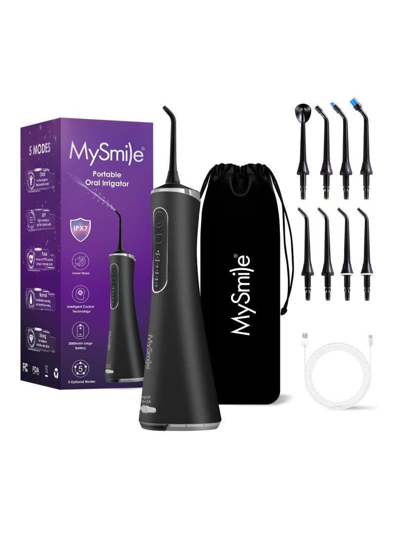 MySmile MySmile LP211 Cordless Advanced Water Flossers for Teeth, 5 Cleaning Modes Rechargeable Power Dental Flosser 8 Replacement Jet Tips IPX 7 Waterproof Dental Irrigador with Portable Travel Storage Pouch - Image 1