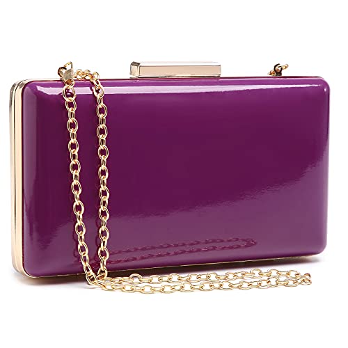 Dasein Women Evening Purses Clutch Bags Formal Party Clutches Wedding Purses Cocktail Prom Handbags (Patent Leather Purple) - Image 1