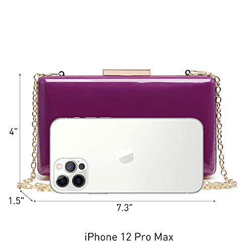 Dasein Women Evening Purses Clutch Bags Formal Party Clutches Wedding Purses Cocktail Prom Handbags (Patent Leather Purple) - Image 4