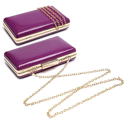 Dasein Women Evening Purses Clutch Bags Formal Party Clutches Wedding Purses Cocktail Prom Handbags (Patent Leather Purple) - Image 3