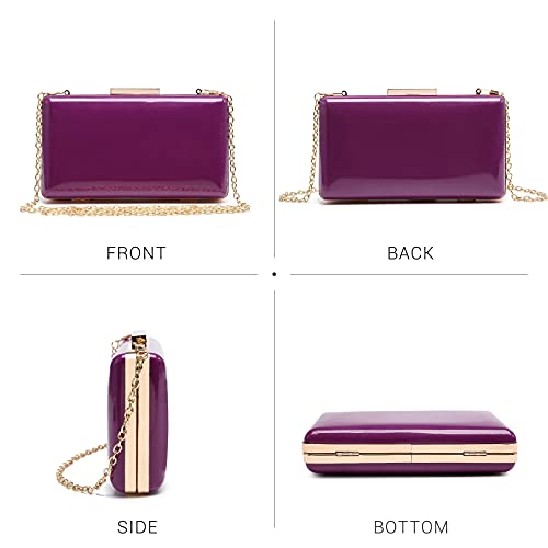 Dasein Women Evening Purses Clutch Bags Formal Party Clutches Wedding Purses Cocktail Prom Handbags (Patent Leather Purple) - Image 2