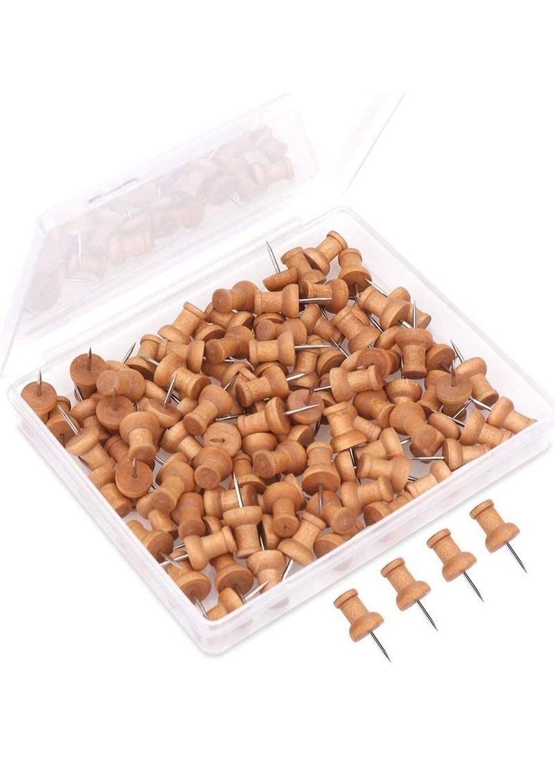 Wood Push Pins 100pcs Drawing for Cork Notice Board Thumb Tacks Wooden Map Standard Clear Steel Point Office Corkboard