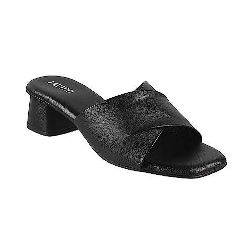 Metro Women's Black Faux Leather Formal Block Heel Fashion Sandals UK/8 EU/41 (40-144) - Image 2