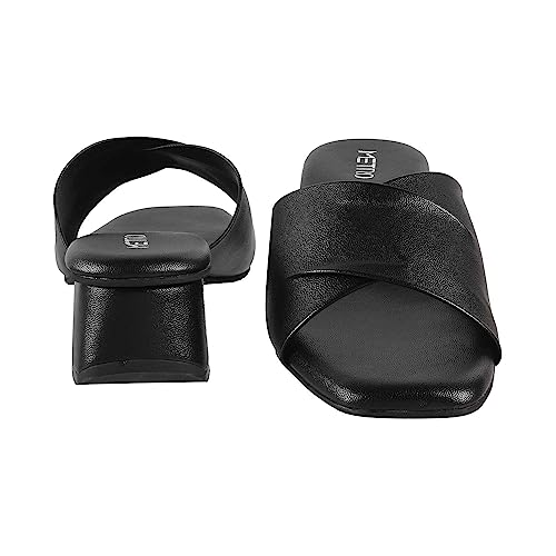 Metro Women's Black Faux Leather Formal Block Heel Fashion Sandals UK/8 EU/41 (40-144) - Image 5