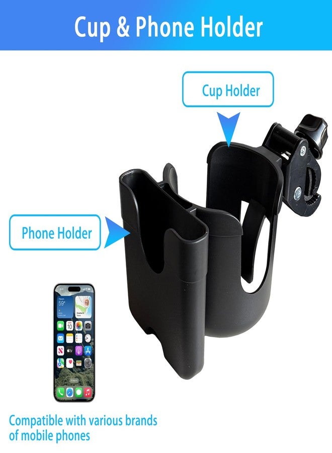 Kerlista Wheelchair/Bike Cup Holder, Universal Cup Holder with Strollers, Adjustable Drink Holde and 2-in-1 Cup Phone Holder fits for Stroller, Bike, Wheelchair, Walker, Scoote. - Image 4