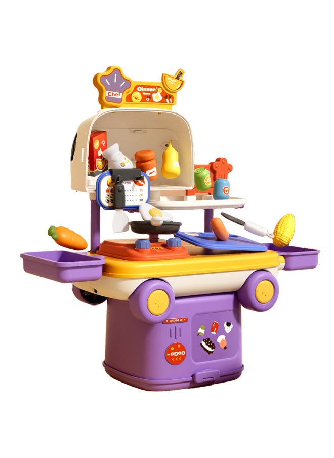 Play House Two-in-one Children's Dressing Table Toy Simulation Storage Car Parent-child Interactive Kitchen Suit Gift-Color:Makeup (color Box)