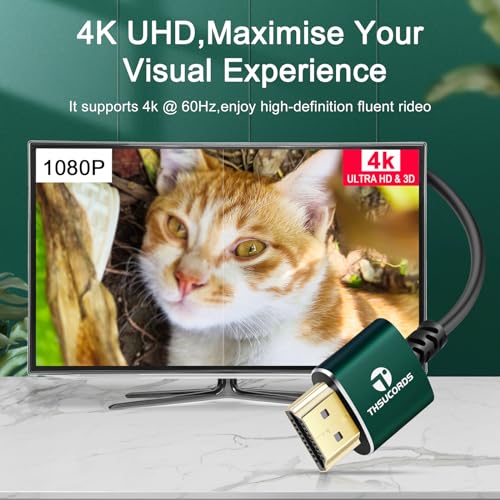 Thsucords Slim HDMI Cables 1.6FT, Ultra Soft & Thin HDMI to HDMI Cord, Extreme Flexible & Skinny HDMI Wire Supports High Speed 4K@60Hz 18gbps 2160p 1080p - Image 2