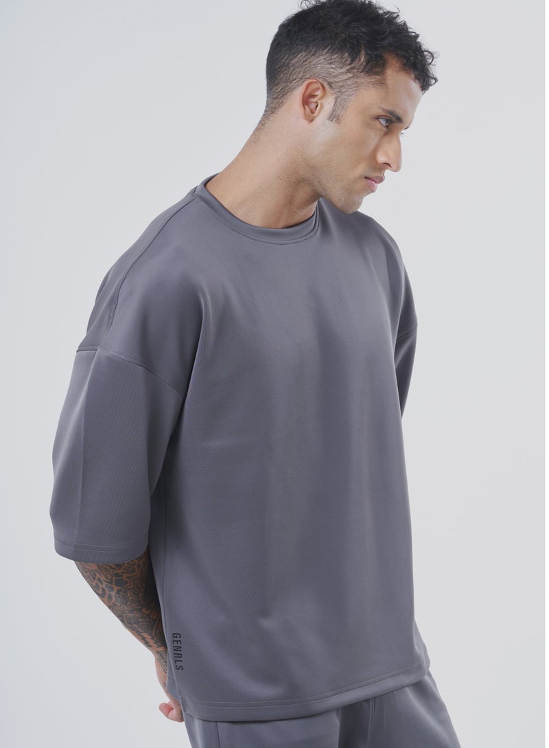 جينرلس تيشيرت رجالي كبير الحجم باللون الرمادي الإسباني - Image 1