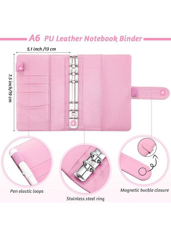 Arabest - 23Pcs A6 PU Leather Notebook Binder Budget Planner, with with 8 PCS A6 Binder Pockets, 12 Expense Budget Sheets, 2 Sheets Sticker Label (Black) - Image 1