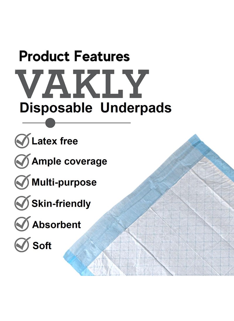 Vakly Disposable Changing  Under Pads Pack of 25 Disposable Soft Absorbent Waterproof 17x24 Incontinence Underpad Protector Liners for Beds Chairs Diaper Changing  for Adults and Baby Protection  - Image 2