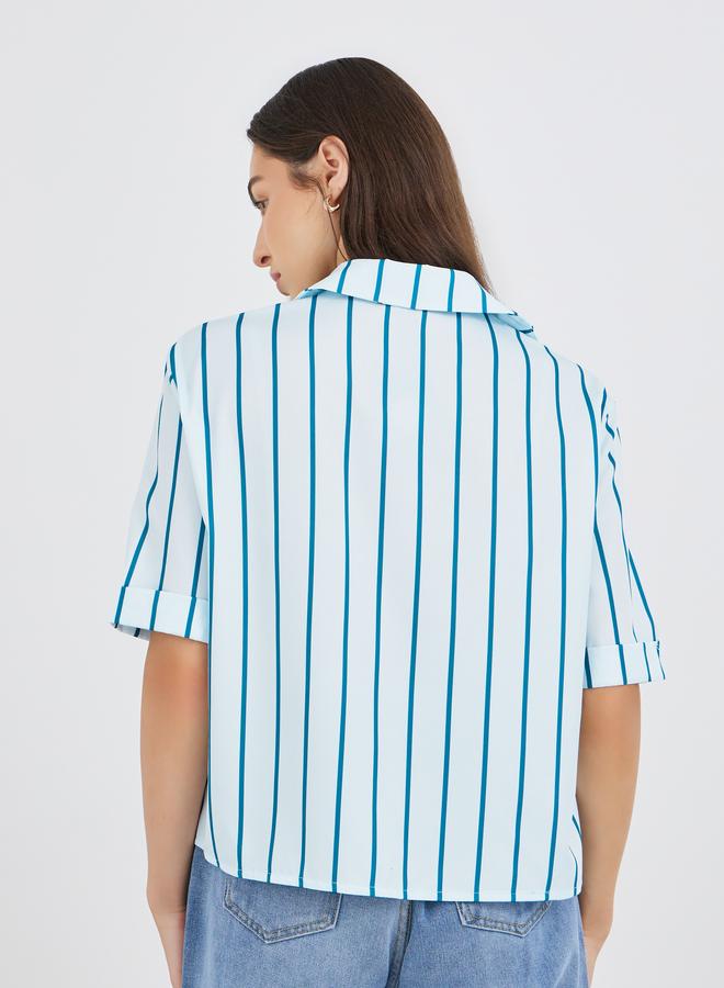 Take Two Striped Short Sleeve Oversized Shirt - Image 4