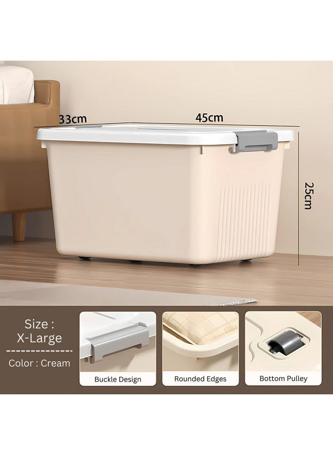 HoopVool Plastic Storage Bin with Locking Lid, Sturdy and Versatile Home Organizer, Available in Multiple Color And Size. (CREAM, PACK OF - 3, X-LARGE - 15.7 X 11.4 X 7.9 INCH) - Image 3