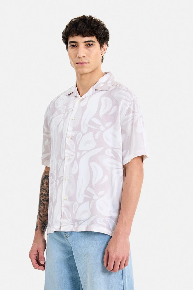 SNITCH Lilac Abstract Half Sleeve Boxy Shirt