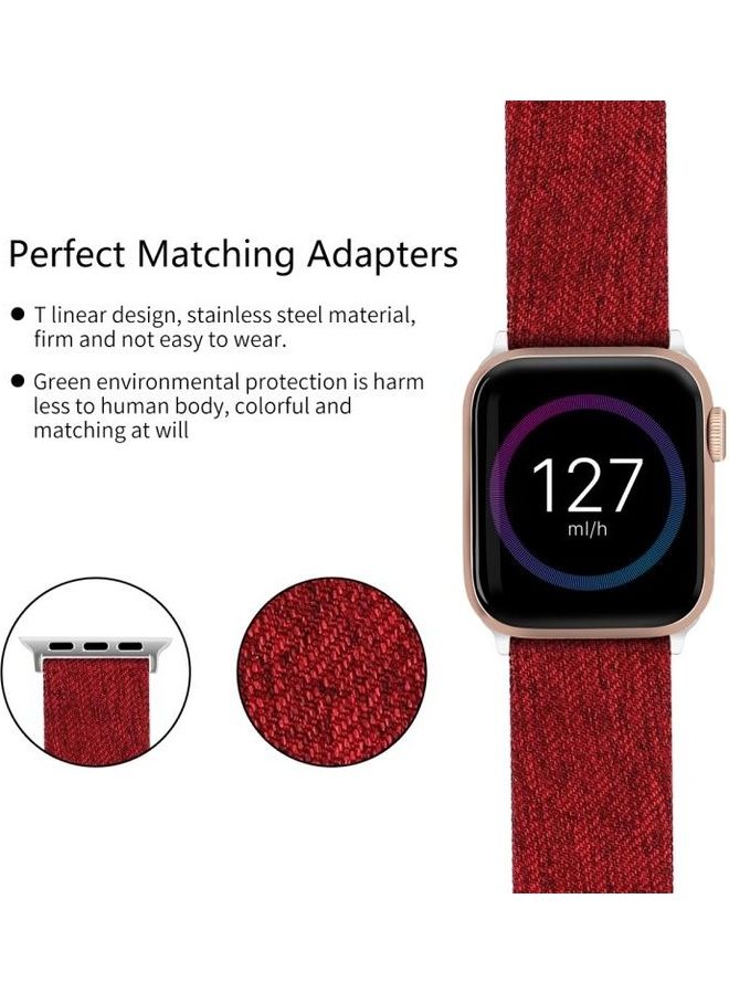NIBEMINENT Ethnic Replacement Watchband For Apple Watch Series 1/2/3/4/5/6/7/SE 38/40/41mm Red - Image 4