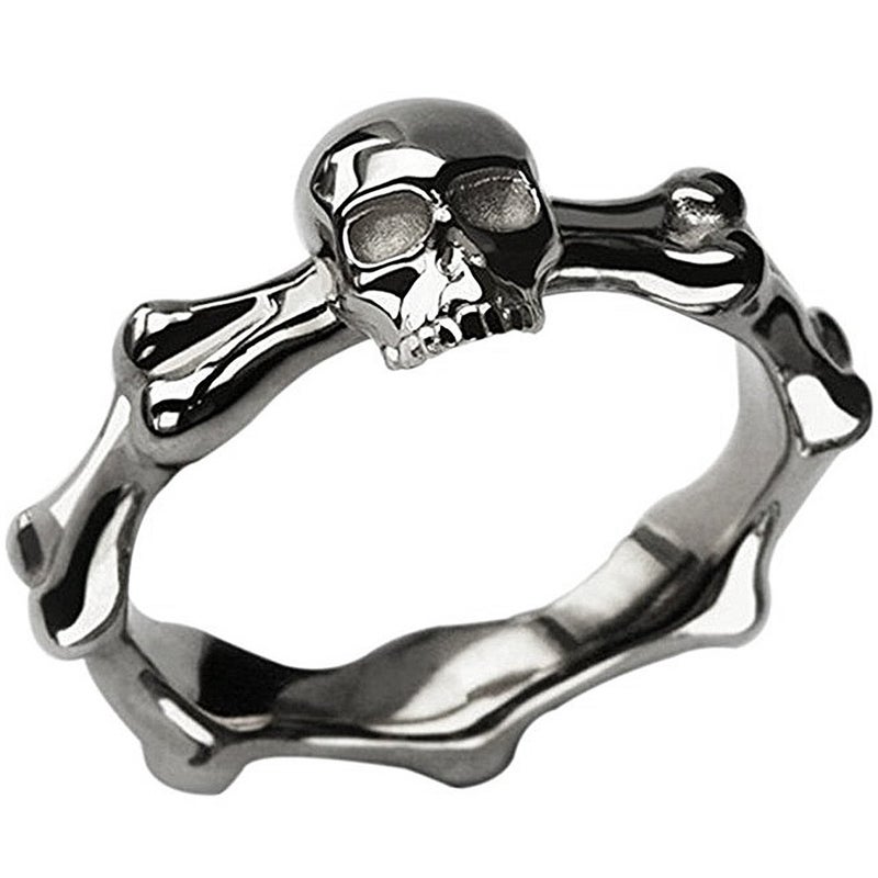 Jude Jewelers Stainless Steel Skull Biker Ring (8) Grey - Image 4