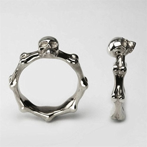 Jude Jewelers Stainless Steel Skull Biker Ring (8) Grey - Image 3