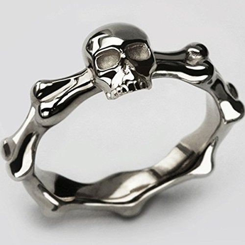 Jude Jewelers Stainless Steel Skull Biker Ring (8) Grey - Image 2