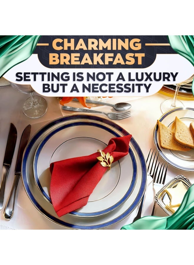 Gold Napkin Rings Set of 12 – Sturdy Metal Napkin Rings, Easy to Clean | Elegant Leaf Design for Table Settings, Holiday Table Decor, Wedding & Festive Dinners, Special Occasions, Grat for Gift Giving - Image 4