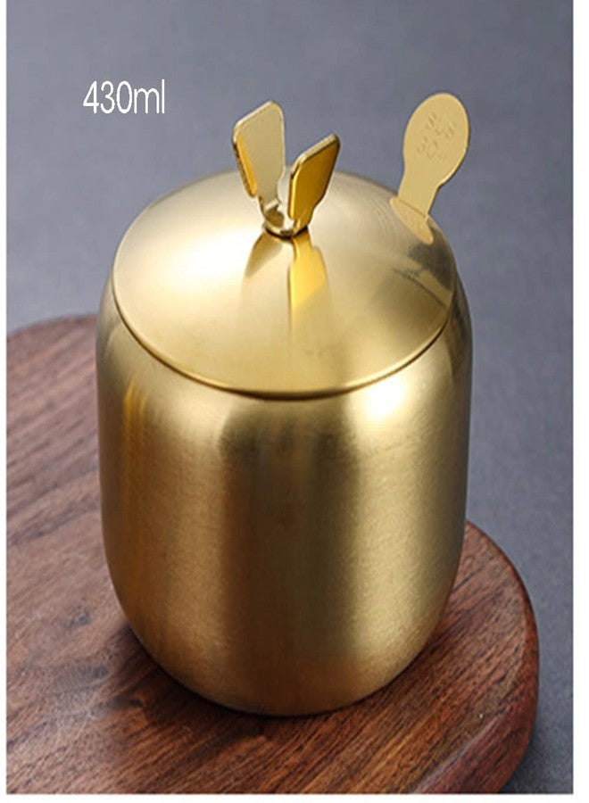 Mozacona Stainless Steel Sugar Bowl Spice Jar Seasoning Pot Storage Jar with Lid Spoon,430ml - Image 2