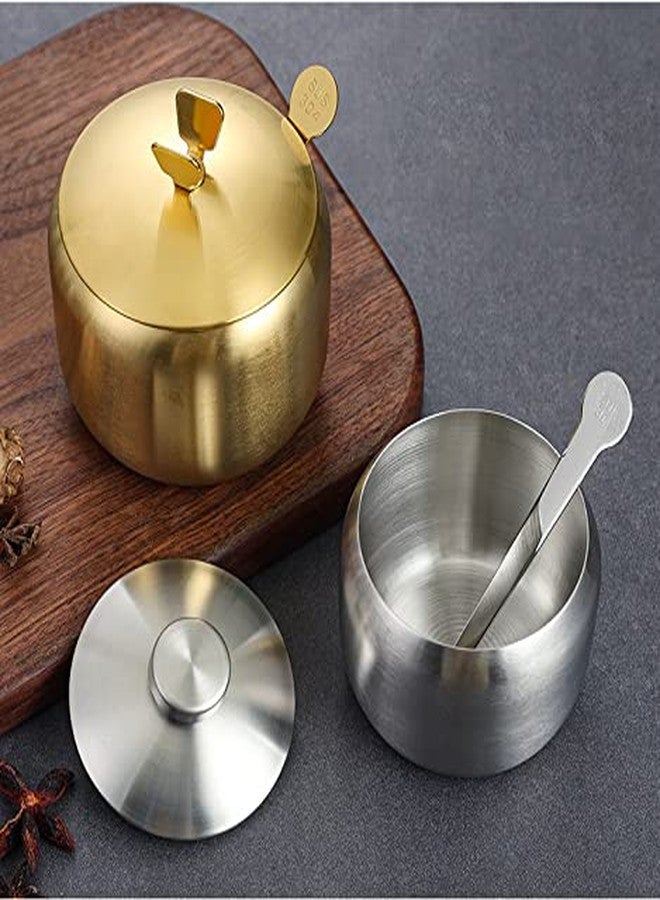 Mozacona Stainless Steel Sugar Bowl Spice Jar Seasoning Pot Storage Jar with Lid Spoon,430ml - Image 3