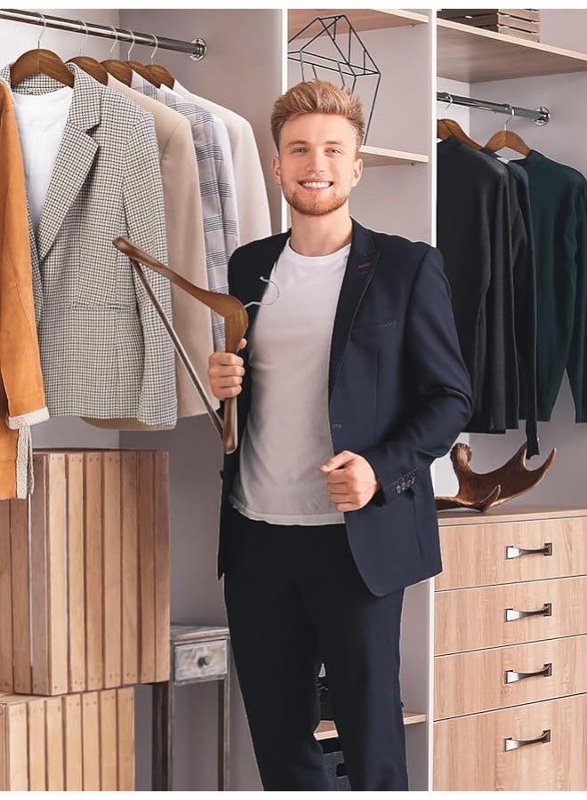 45cm wide wooden hanger set with a wide shoulder - with a 360-degree rotating chrome hook - heavy-duty, non-slip clothes hangers that maintain the shape of the shoulders and can hold up to 10kg. (4) - Image 2