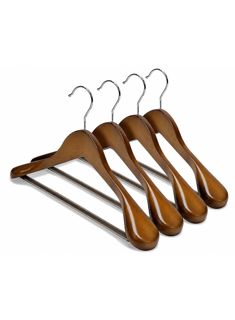 45cm wide wooden hanger set with a wide shoulder - with a 360-degree rotating chrome hook - heavy-duty, non-slip clothes hangers that maintain the shape of the shoulders and can hold up to 10kg. (4) - Image 1