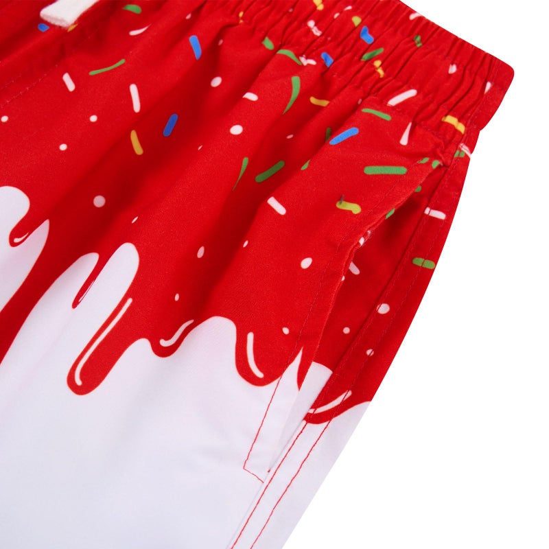 westwolf Boys Bathing Suits Compression Line Red White Board Shorts for Little Boy Size 6-7T Swimming Trunks Kids Ice Cream Swimwear Small - Image 5